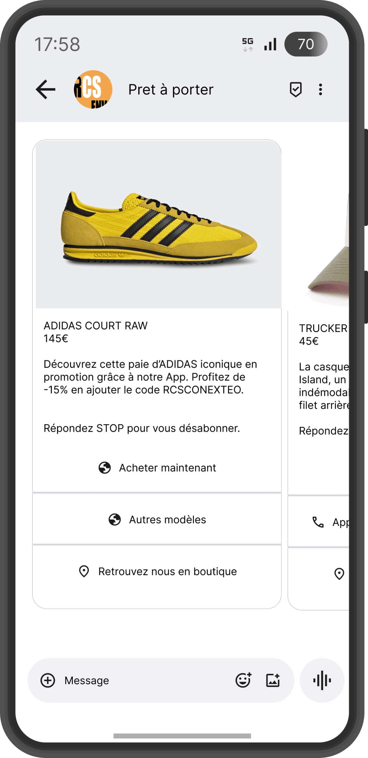 RCS Fiche produit Pret à porter