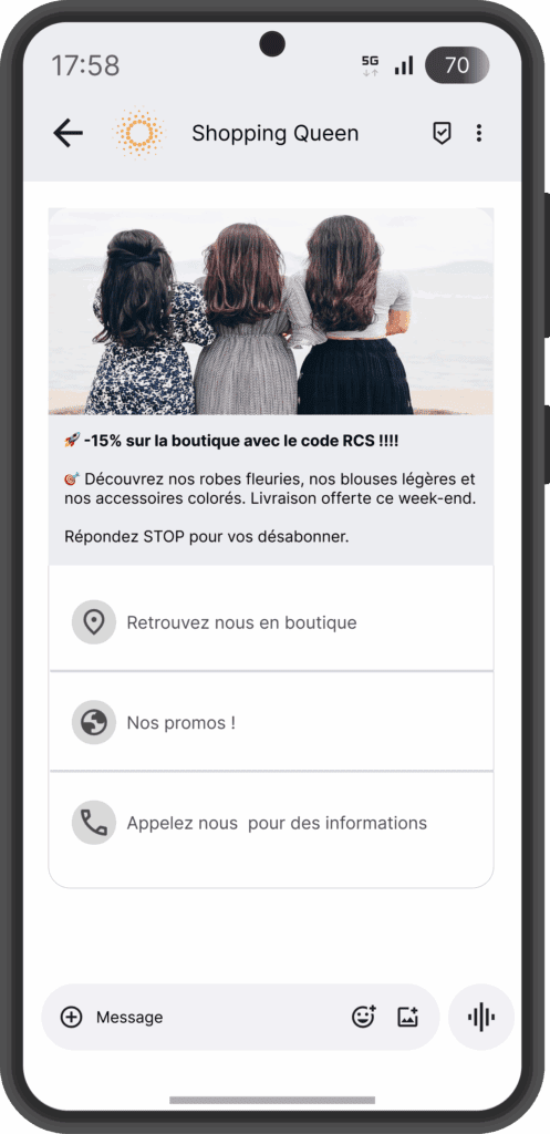 Envoyer SMS image mode pret a porter