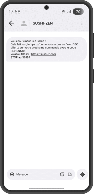Réactivation (Win-Back) par SMS marketing pro
